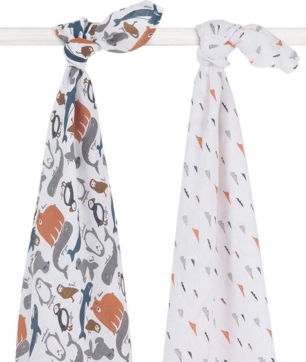 Jollein Hydrofiel Multidoek Meadow 115x115cm - Rosewood - 2 Stuks 2 Jollein Hydrofiel Multidoek Meadow 115x115cm - Rosewood - 2 Stuks - Afbeelding 2