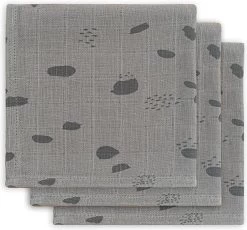 Jollein Hydrofiel Multidoek Spot 70x70cm - Storm Grey - 3 Stuks -Jollein Babyparadijs 1200x1119