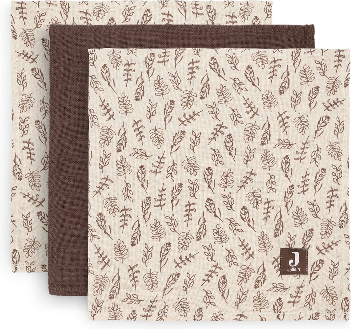 Jollein Hydrofiel Multidoek Meadow 70x70cm - Chestnut - 3 Stuks 2 Jollein Hydrofiel Multidoek Meadow 70x70cm - Chestnut - 3 Stuks - Afbeelding 2