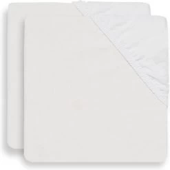 Jollein Baby Hoeslaken Ledikant Katoen 60x120cm - Wit - 2 Stuks