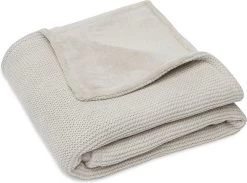 Jollein Baby Deken Wieg 75x100cm Basic Knit - Nougat/Fleece -Jollein Babyparadijs 1200x890 1