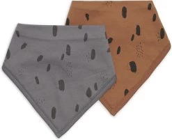 Jollein Slab Bandana Spot - Storm Grey/Caramel - 2 Stuks -Jollein Babyparadijs 1200x978