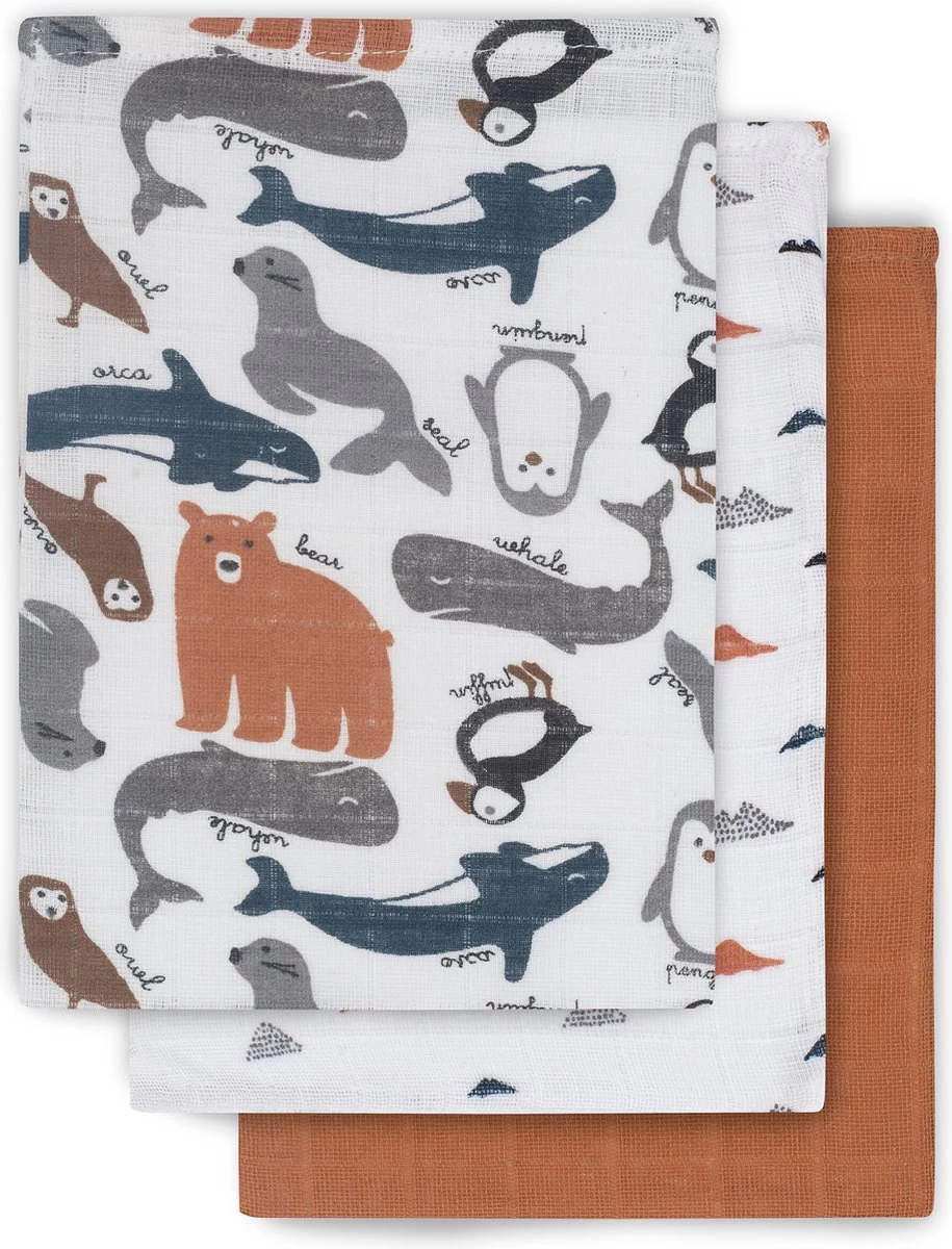 Jollein Baby Hydrofiel Washandje Polar - 3 Stuks