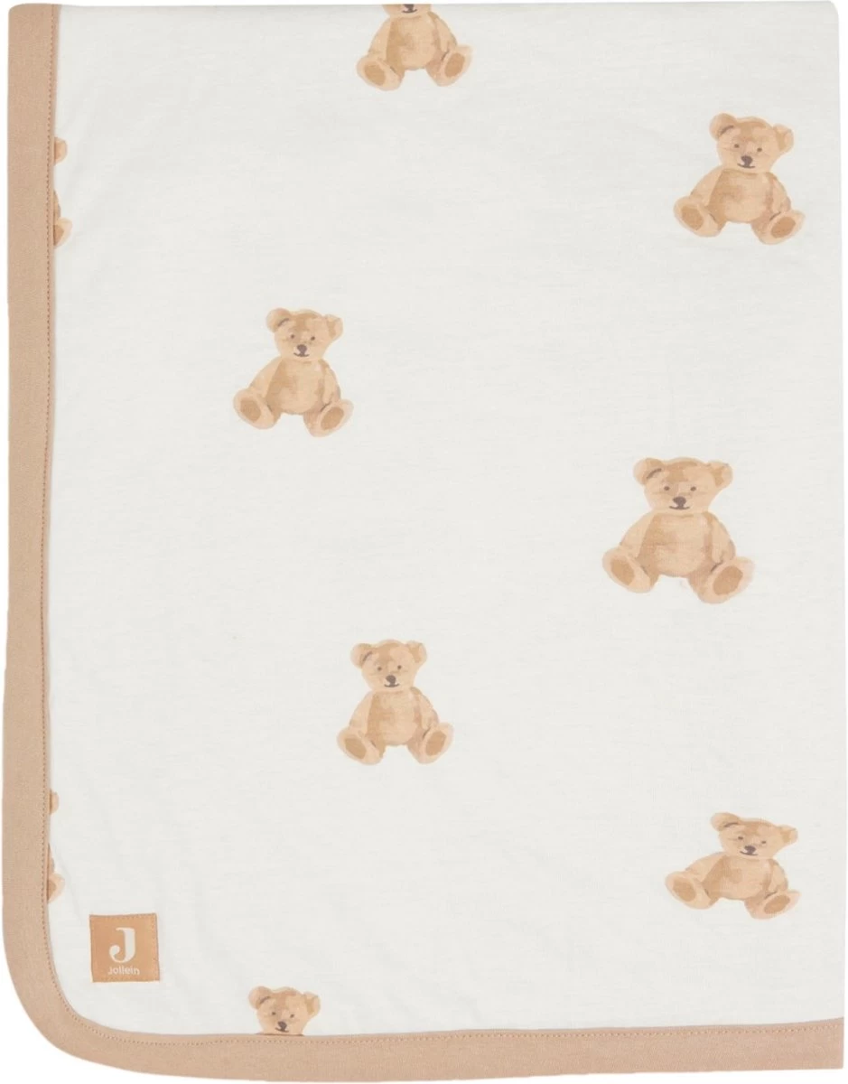 Jollein Baby Deken Ledikant Jersey 100x150cm - Teddy Bear 1 Jollein Baby Deken Ledikant Jersey 100x150cm - Teddy Bear