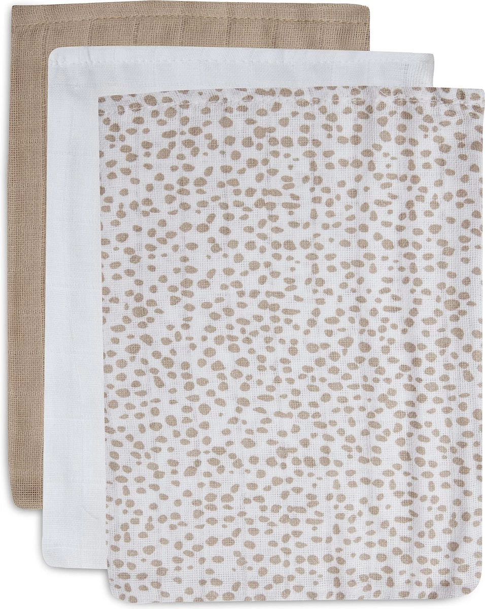 Jollein Baby Washandje Hydrofiel Dotted - 3 Stuks 1 Jollein Baby Washandje Hydrofiel Dotted - 3 Stuks
