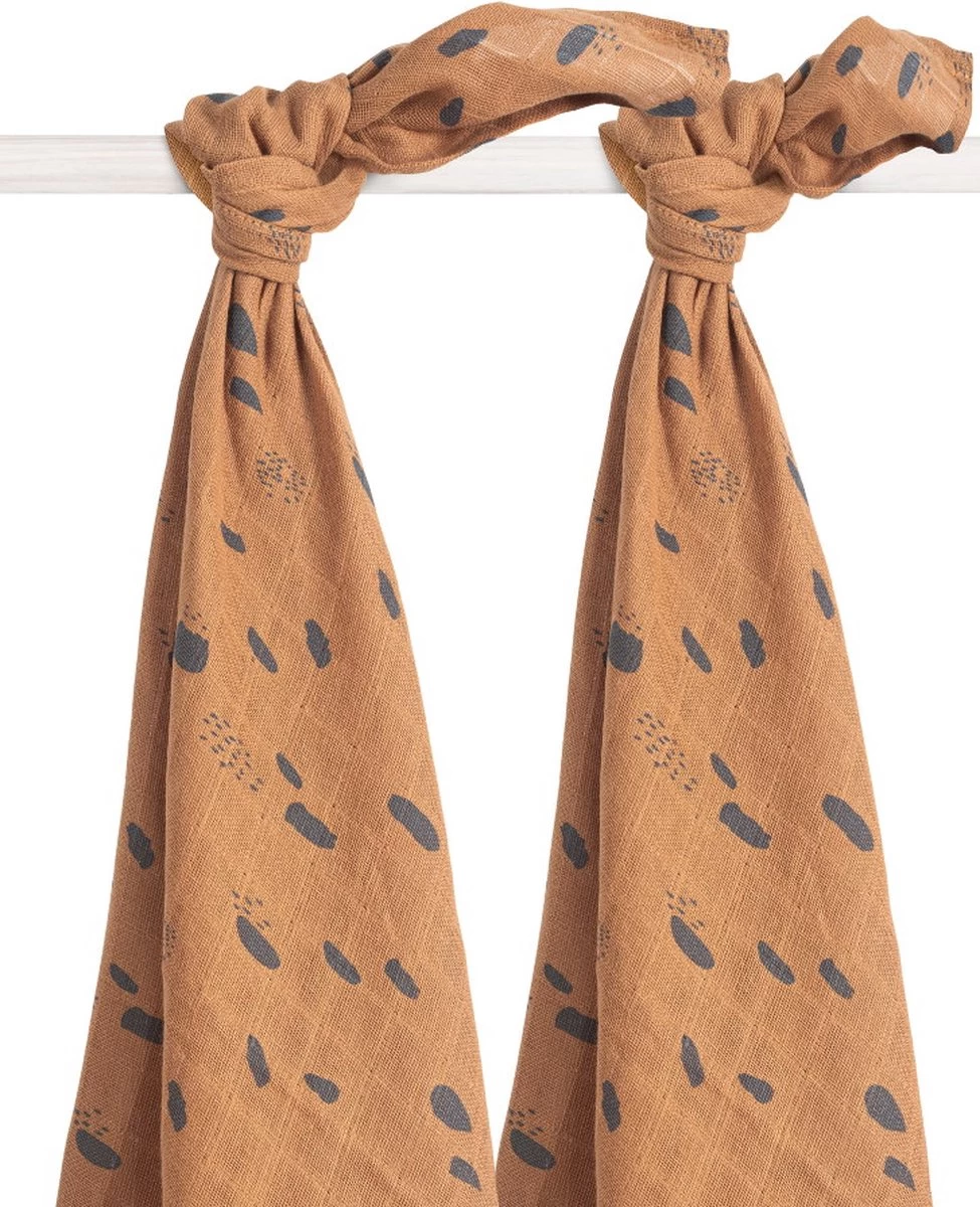 Jollein Hydrofiel Multidoek Spot 115x115cm - Caramel - 2 Stuks 3 Jollein Hydrofiel Multidoek Spot 115x115cm - Caramel - 2 Stuks - Afbeelding 3